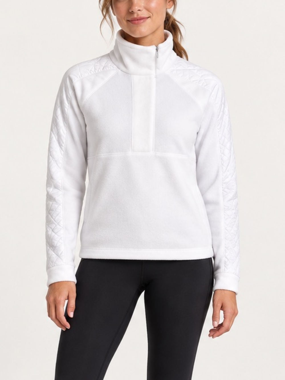 Athleta white mixed-media half-zip pullover in women’s size XS